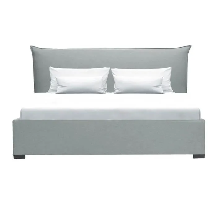 CUSHION Lit coffre adulte 160x200 cm - Classique - Tissu Gris clair - Sommier inclus-2