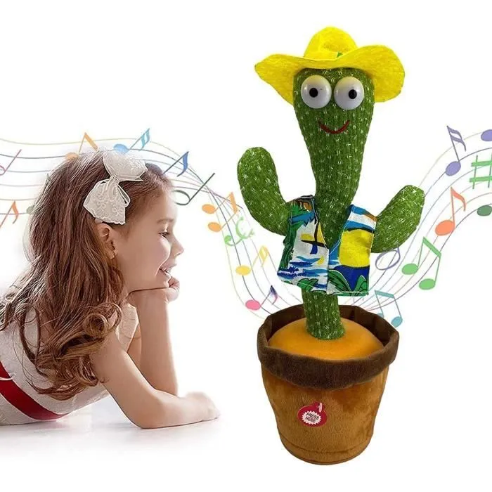 Dancing Cactus, Jouet Électronique en Peluche Qui Répète Ce Que Vous Dites Et Chante, Cactus Qui Chante Et Danse-0