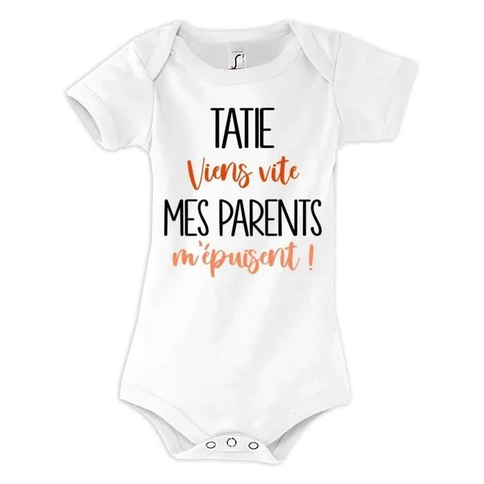 Body bébé - Tatie - Vite - Parents - Épuise - Blanc - Mixte-0