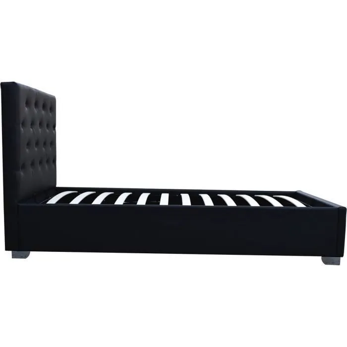 Lit simple avec coffre "Tino" - 90 × 190 cm - Noir-2