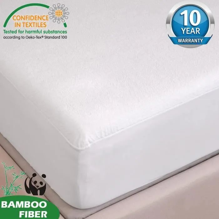 TOFERN Protège Matelas 180 x 190 - 200 Bambou 100% Imperméable Anti-acariens Antibactérien Respirant Forme Drap Housse beige-0