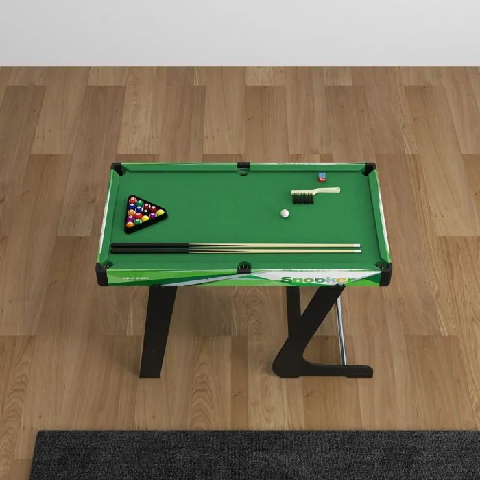SPORTNOW Table de billard pliable américain compact avec accessoires 2 queues, 16 billes, traingle, craie, tapis vert-2