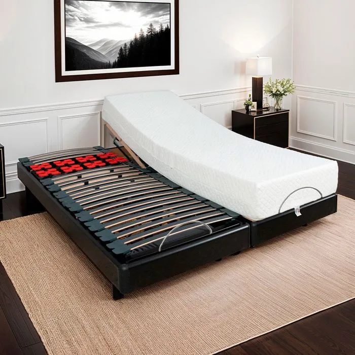 Ensemble Duo BODYSOFT 2x70x190 cm | Sommiers électriques + Matelas Mémoire de forme | Noir-4