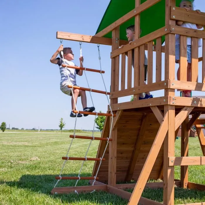 Backyard Discovery - Maisonnette en bois avec Balancoires, Toboggan, Mur d'Escalade-3