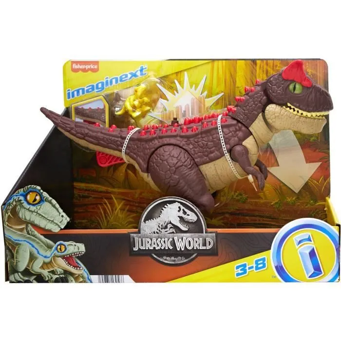 Jurassic World Imaginext-Jouet dinosaure Carnotaurus avec attaque de piques, 2 éléments de jeu HML42-1