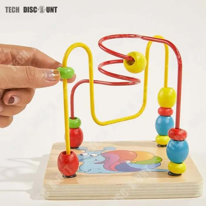TD® Horloge en bois pour enfants de l'éducation préscolaire boîte à trésors de jouet de perles multifonctions 1-6 ans jeu intellectu-3