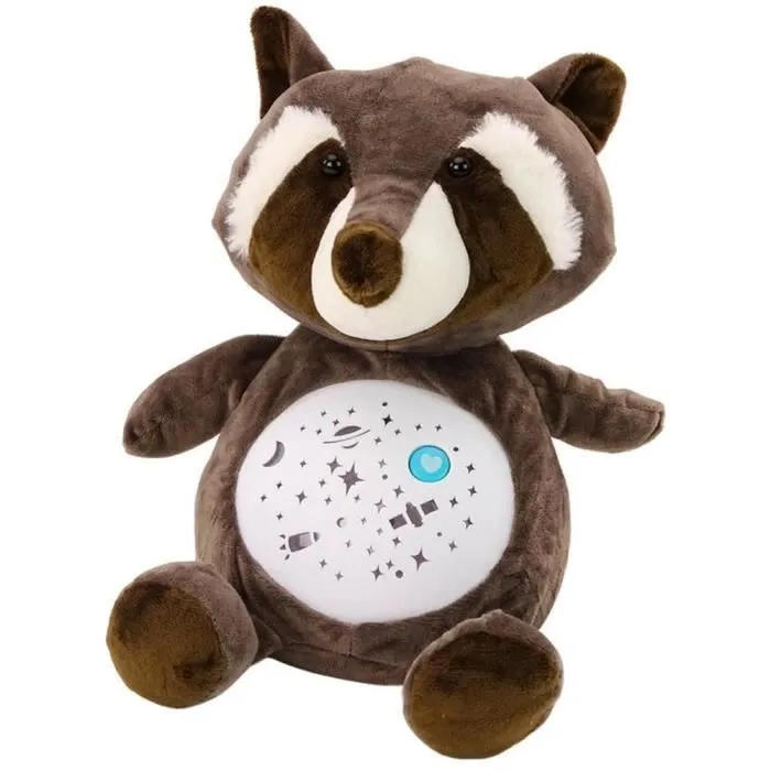 Ours en peluche Sommeil Lumières Sons Mode jour et nuit Raton laveur-1