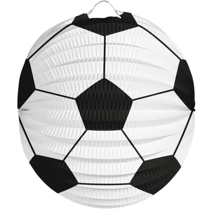 Folat ballon de foot lampion 22 cm papier blanc/noir-0