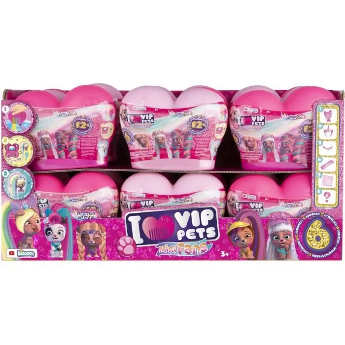 VIP Pets Mini Fans - IMC TOYS - 12 modèles + 1 rare à collectionner - cheveux EXTRA longs - 6 surprises incluses-4
