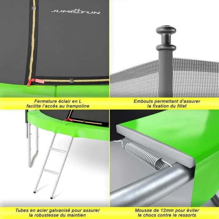 Trampoline de jardin ø244 cm- 8FT- Filet intérieur Vert-2