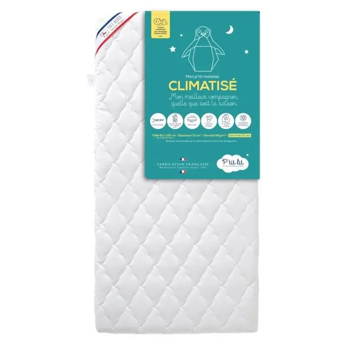 Matelas Enfant/Bébé Climatisé - P'TIT LIT - 70x140 - Déhoussable - Anti Acarien - Fabrication Française-1