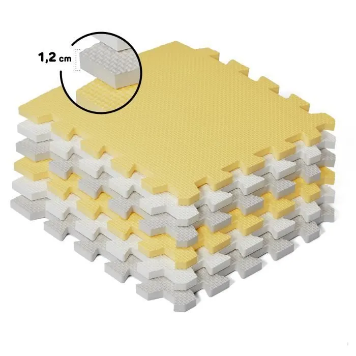 Tapis en mousse 1er age Kinderkraft LUNO - Puzzle d'eveil bébé - Jaune-1