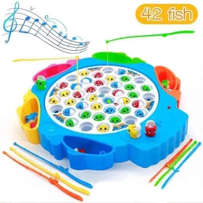 Jeux de Société Peche a la Ligne Enfant Jeu de Pêche Musical avec Canne a Peche Enfant Cadeau Anniversaire Fille Garçon 3 4 5 6 Ans-0