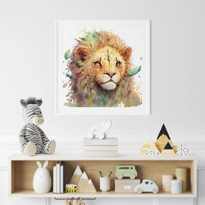 Poster / Affiche carrée Enfants - Lion coloré 3617689722924 - 30x30 cm-0