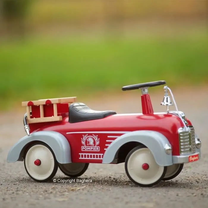 Porteur Pompiers - BAGHERA - Métal et bois - Cloche et échelles en bois-0
