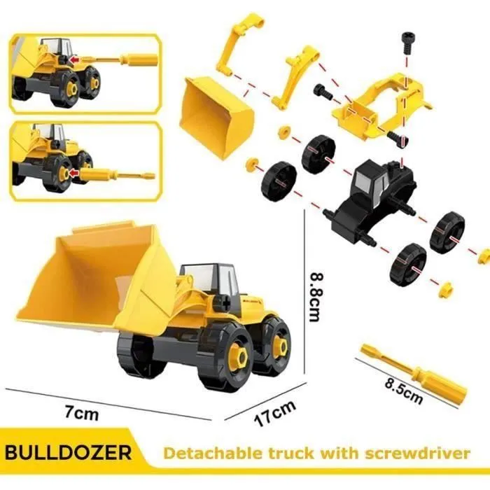 Ensemble de camion de construction bricolage 6ps, jeu éducatif pour enfants pour garçons et filles-2