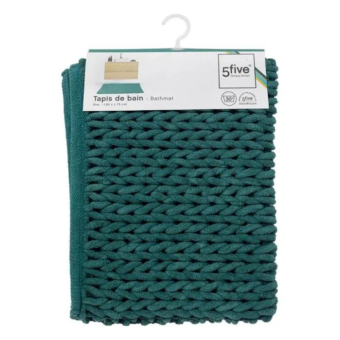 5five - tapis de bain 50x75cm "colorama" bleu pétrole-1