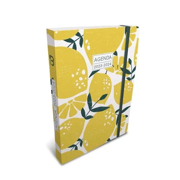 Agenda scolaire - Jaune citron - 2023/2024 - 1 page par jour - Couverture souple - Coins détachables-0