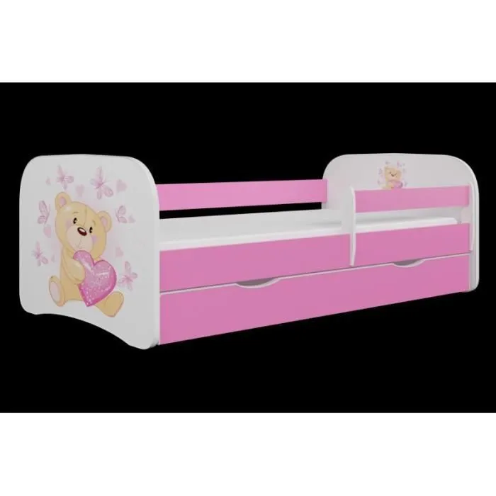 Lit enfant Kocot Kids Babydreams - Nounours rose - Avec tiroir - Matelas 160/80-1