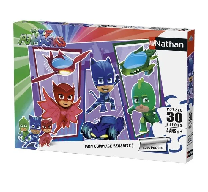 Puzzle Les Pyjamasques 30 pièces avec poster - Nathan - Enfant dès 4 ans-1