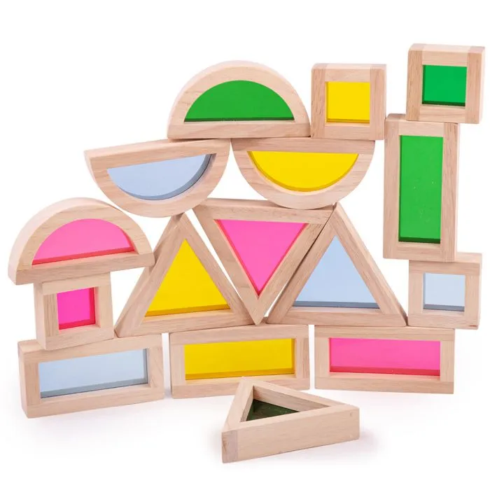 Jouet sensoriel - Bigjigs Toys - Formes sensorielles naturelles en bois - 16 pièces - Multicolore - 18 mois-0
