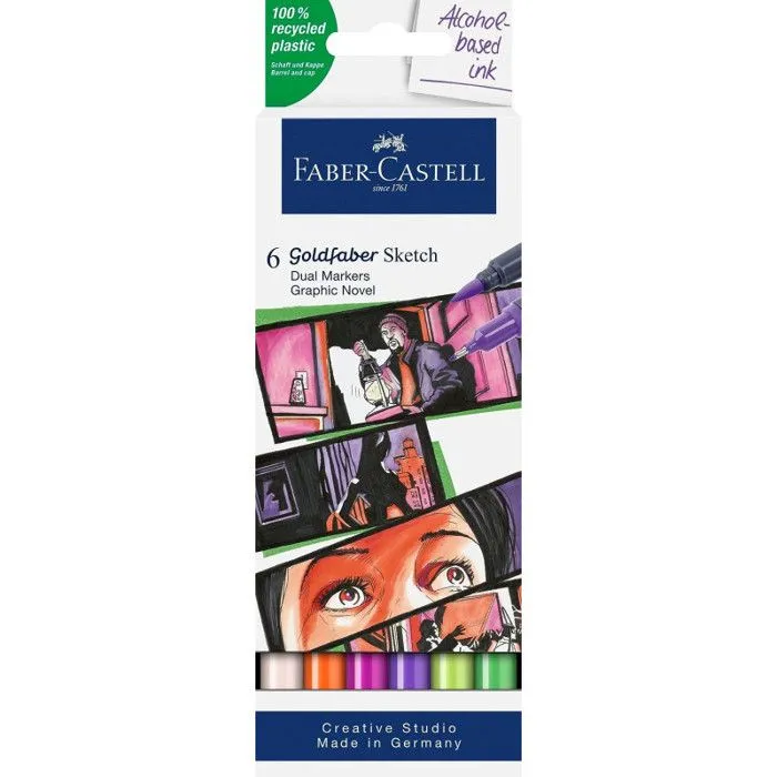 Marqueurs - Faber-Castell - Goldfaber Sketch - 6 pièces - Double pointe - Eco Friendly-0