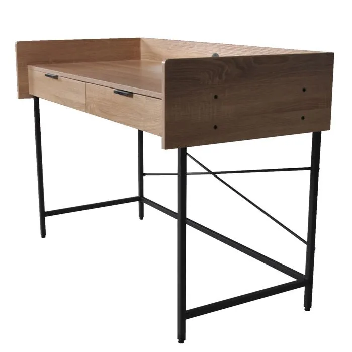 Bureau - Campus - Chêne blanchi et métal noir - Plateau 123x54 cm - Hauteur 76 cm-1