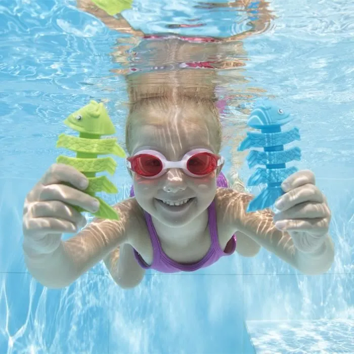 Jeu de Piscine Bestway Squiggle Wiggle - Poissons Bleu Orange Vert - Enfants 3 ans et plus-1