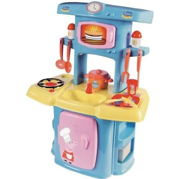 Cuisine Peppa Pig pour enfants - SMOBY - 18 mois et plus - 13 accessoires - Rose-0