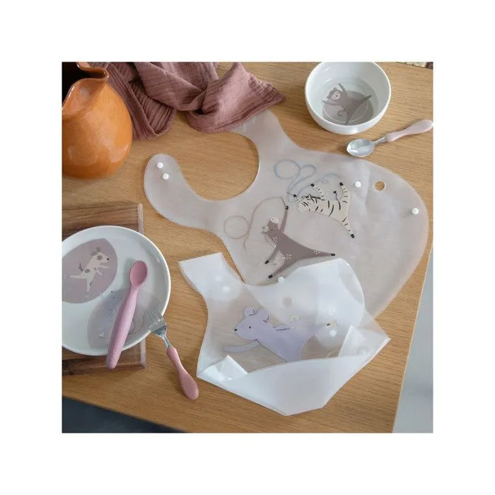Bavoirs bébé Sebra - Teeny Toes - 2pcs - Plastique souple - Blanc-1