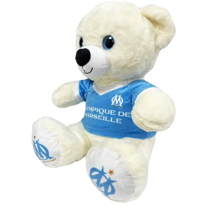 Ourson peluche géante OM - 1 mètre - Collection officielle Olympique de Marseille-0
