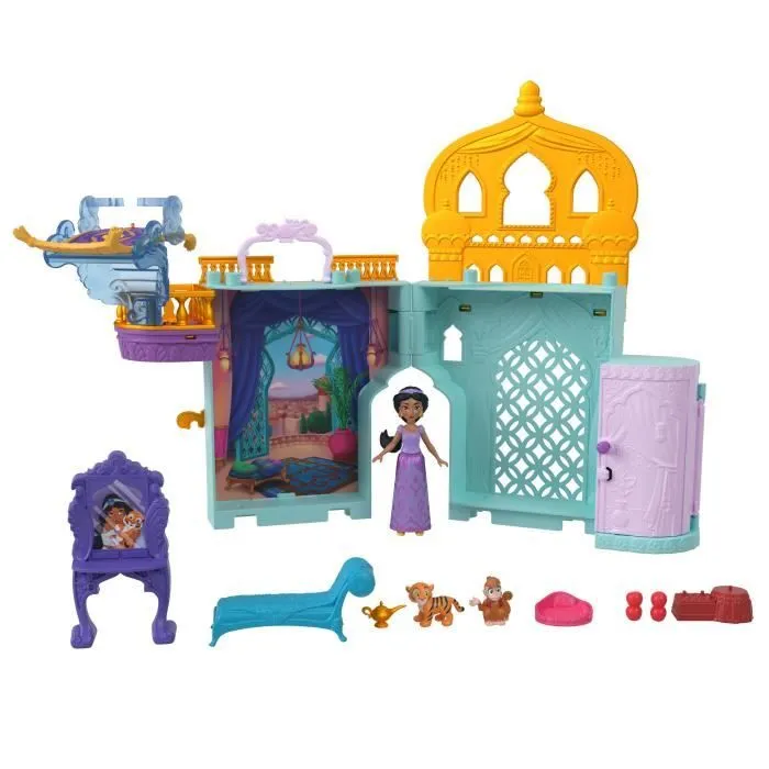Disney Jasmine Histoires à Empiler Coffret de maison de poupée Palais de Jasmine avec Mini-poupée et 2 Animaux, Aladdin, MATTEL-5