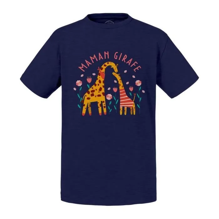 T-shirt Enfant Bleu Sophie la Maman Girafe Dessin Illustration-0