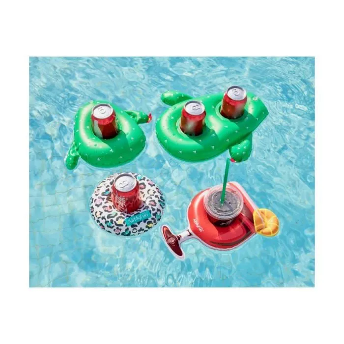 Porte Boisson Gonflable pour Piscine ou Plage - Léopard ø18cm-2