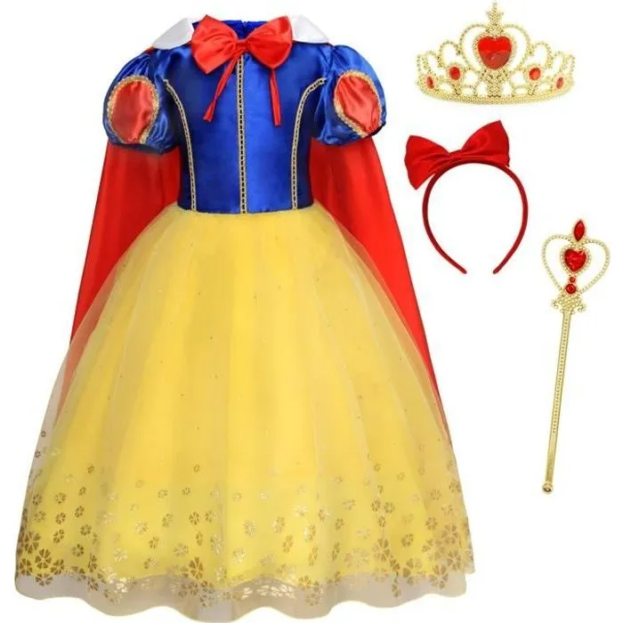 Déguisement Princesse Blanche Neige Fille - LCC - Robe Anniversaire Fête Halloween Noël Partie Carnaval Cosplay-0