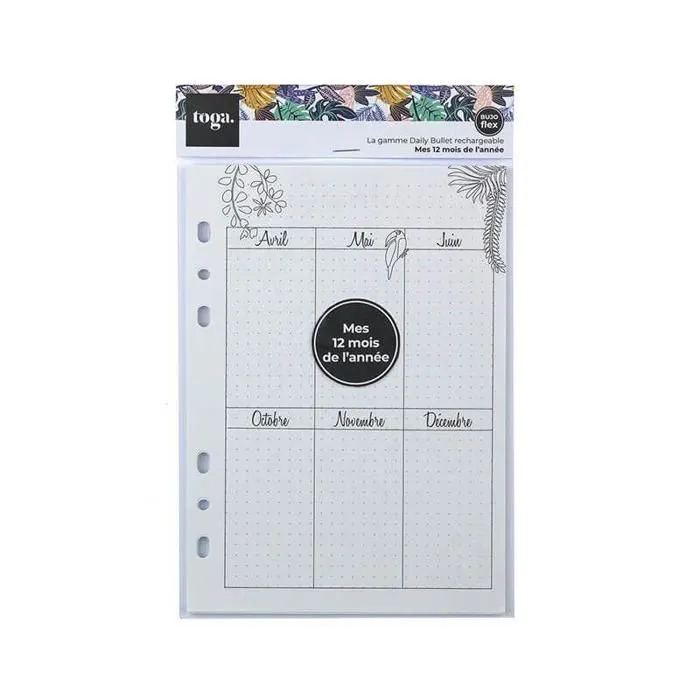 Pages pour Planner - TOGA - A5 - Multicolore - Souple - 1 mois sur 2 pages-0