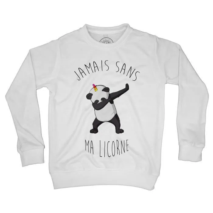 Sweat-Shirt Enfant - FABULOUS - Jamais Sans ma Licorne - Manches Longues - Col Classique - Blanc-0
