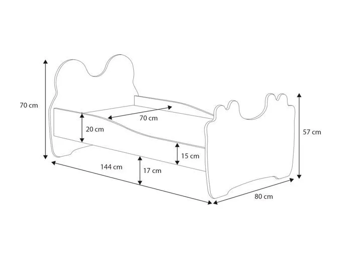Lit enfant fille MOUNA avec matelas et cadre - Chat rose - 140 cm x 70 cm-2