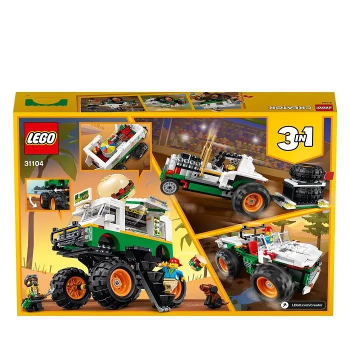 LEGO® Creator 31104 Le Monster Truck à hamburgers, Jouet de Construction pour Enfants, Tracteur, Cadeau Fille et Garçon-1