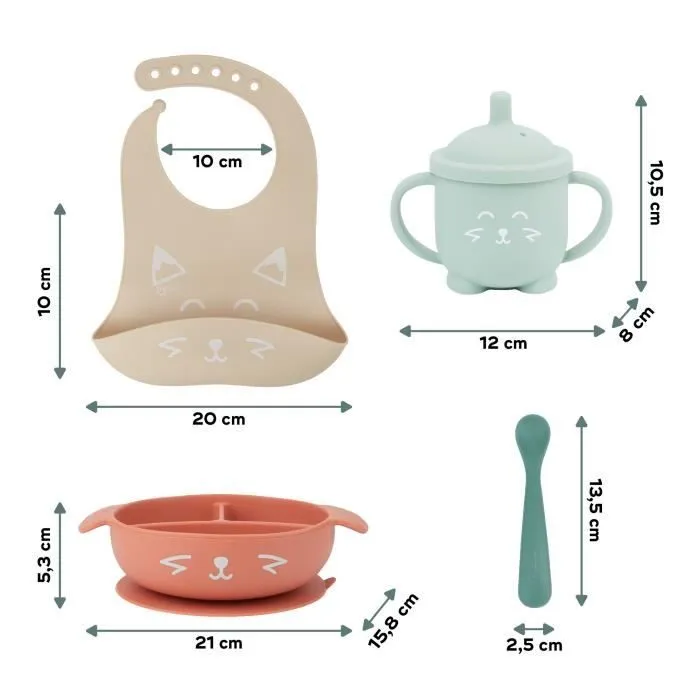 Babymoov Coffret Repas 15-24 m LEARN'ISY, 1 Bol, 1 Tasse, 1 Bavoir, 1 Cuillère, Renard-5