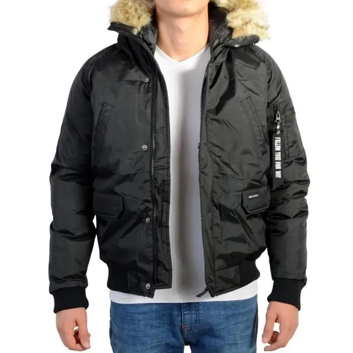 Blouson enfant - Kamora - Aria - Noir - Col montant - Capuche avec imitation fourrure-3