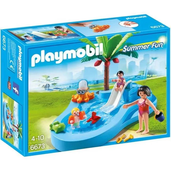 PLAYMOBIL - Bassin pour bébés et mini-toboggan - Summer Fun - 6673-0