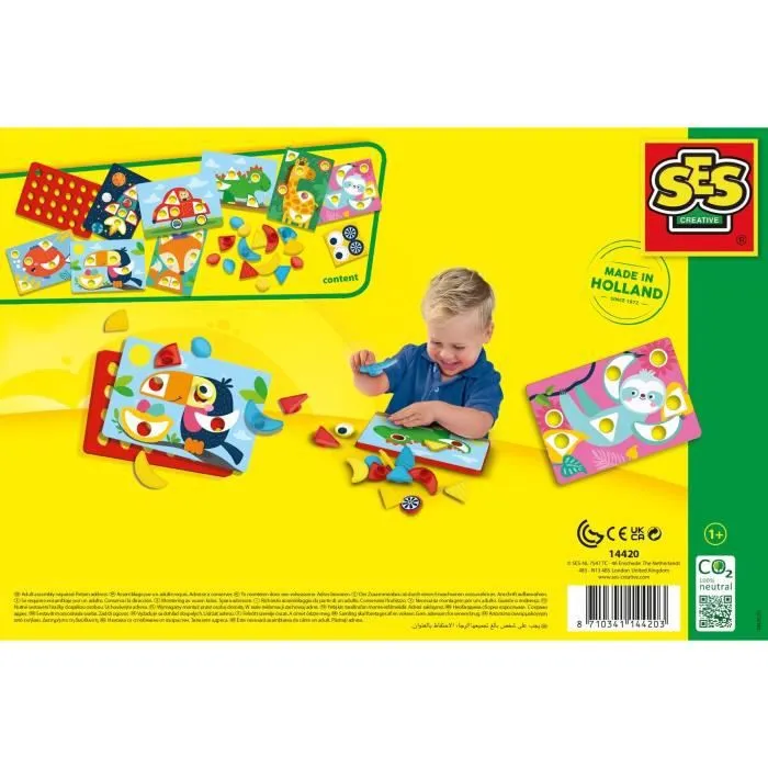 Jeu de mosaïques et formes My first - SES CREATIVE - Pour enfants dès 12 mois - Couleur verte et multicolore-1