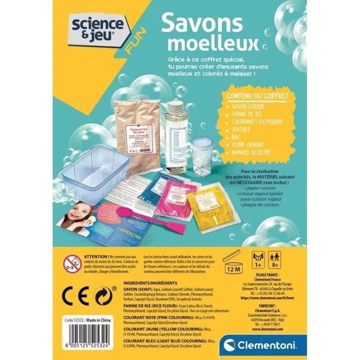 Clementoni - Jeu de science - Création de savons moelleux pour enfants - Ingrédients et ustensiles inclus - Dès 8 ans-1