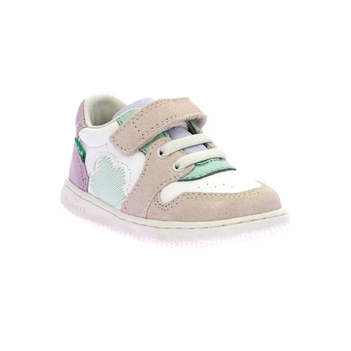 KICKERS Baskets basses Kickbrownie Blanc rose vert-1