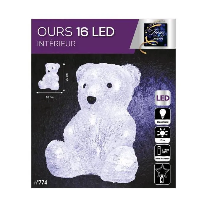 Décoration Lumineuse Led - Feeric lights & christmas - Ours 20cm - 16 LED - Intérieur - Noël-1