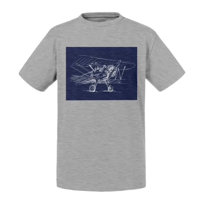 T-shirt Enfant Bleu Avion Ancien Pionnier Aeronautique Dessin-0