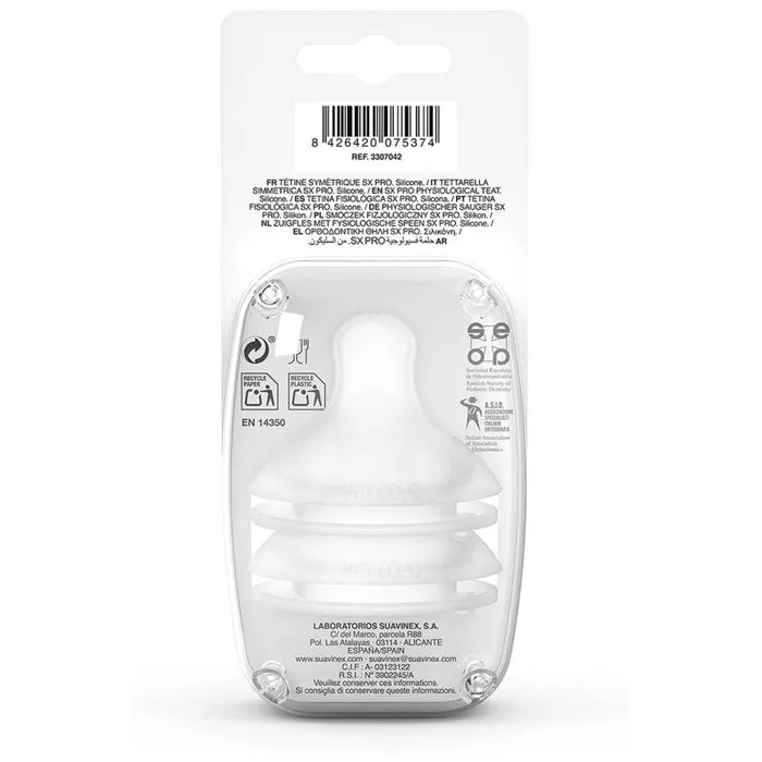 Suavinex 2 Tétines Symétriques SX Pro Débit Lent 0 Mois et +-1