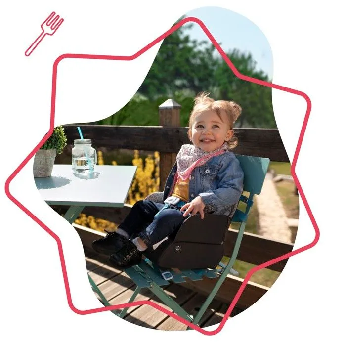 Réhausseur de Chaise Enfant Nomade - BADABULLE - Yummy Travel - Universel - Ultra Compact - Grand Rangement-1