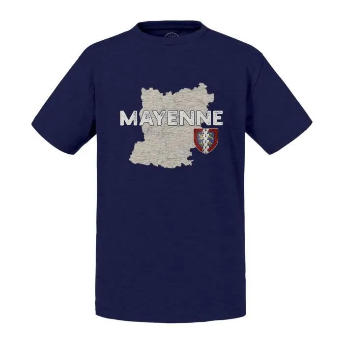 T-shirt Enfant Bleu Mayenne 53 Departement Laval Carte Ancienne Pays de Loire-0